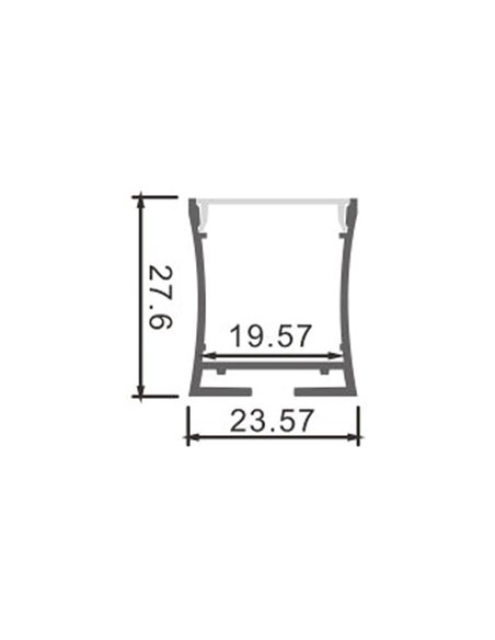 Perfil colgante de aluminio PETIT para tiras LED 2 metros (con tapas, con difusor, 23,57x27,6mm) (LM3759)