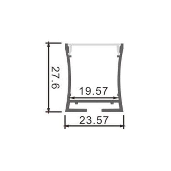 Perfil colgante de aluminio PETIT para tiras LED 2 metros (con tapas, con difusor, 23,57x27,6mm) (LM3759)