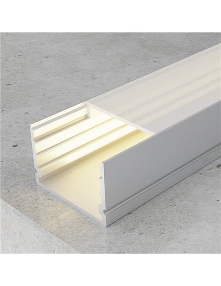 Perfil de superficie RANDO de aluminio para tiras LED 2 metros, con grapas, tapas y difusor, 20x15mm, LM3757
