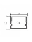 Perfil de superficie RANDO de aluminio para tiras LED 2 metros, con grapas, tapas y difusor, 20x15mm, LM3757