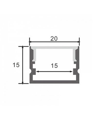 Perfil de superficie RANDO de aluminio para tiras LED 2 metros, con grapas, tapas y difusor, 20x15mm, LM3757