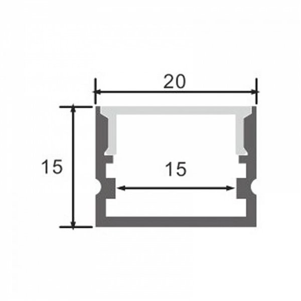 Perfil de superficie RANDO de aluminio para tiras LED 2 metros, con grapas, tapas y difusor, 20x15mm, LM3757