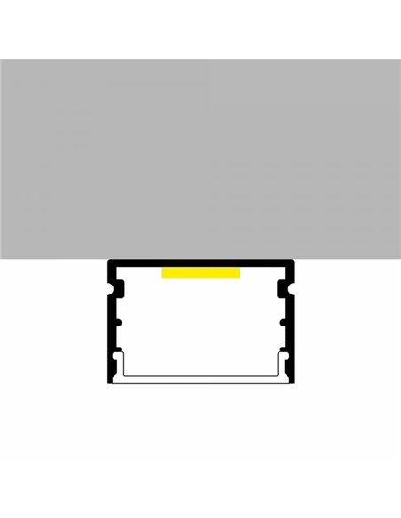 Perfil de alumínio RANDO para fitas de LED de 2 metros, com clipes, tampas de extremidade e difusor, 20x15mm, LM3757
