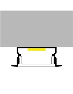 Perfil empotrable de aluminio HIEG para tiras LED 2 metros, con grapas, tapas y difusor, 26x10mm, LM3755 2