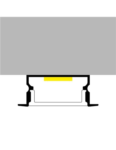 Perfil empotrable de aluminio HIEG para tiras LED 2 metros, con grapas, tapas y difusor, 26x10mm, LM3755