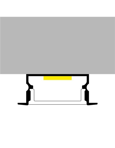 Perfil empotrable de aluminio HIEG para tiras LED 2 metros, con grapas, tapas y difusor, 26x10mm, LM3755