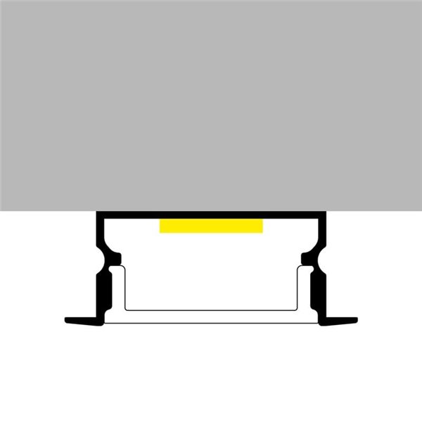Perfil de alumínio embutido HIEG para fitas de LED de 2 metros, com clipes, tampas de extremidade e difusor, 26x10mm, LM3755
