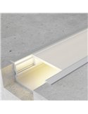 Perfil empotrable de aluminio HIEG para tiras LED 2 metros, con grapas, tapas y difusor, 26x10mm, LM3755