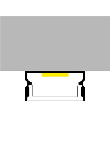 Perfil de superficie de aluminio SINO para tiras LED 2 metros, con grapas, con tapas, con difusor, 20x10mm, LM3753
