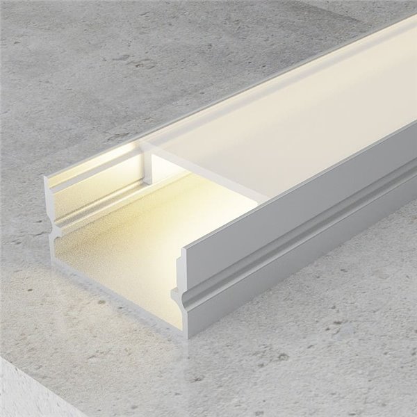 Perfil de superficie de aluminio SINO para tiras LED 2 metros, con grapas, con tapas, con difusor, 20x10mm, LM3753