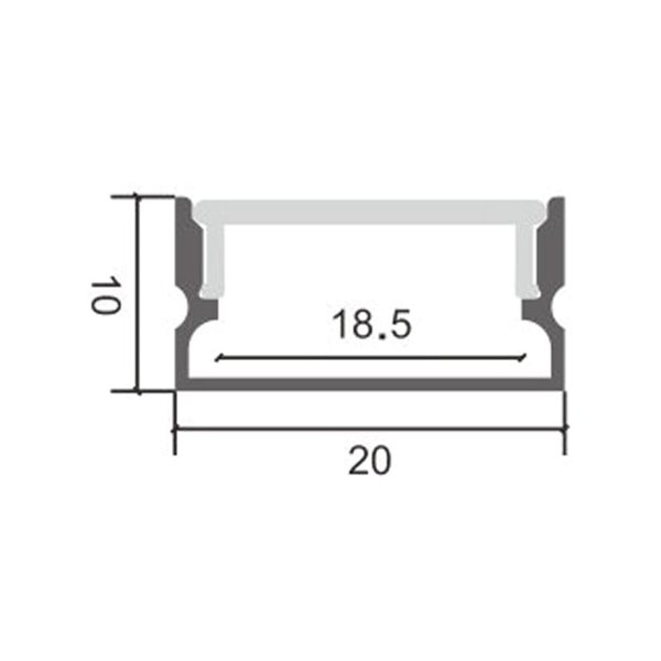 Perfil de superficie de aluminio SINO para tiras LED 2 metros, con grapas, con tapas, con difusor, 20x10mm, LM3753