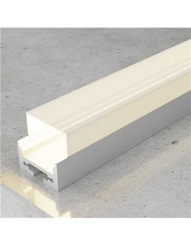 Profilé de suspension ROPE II sans conduit pour rubans LED de 2 mètres (avec embouts, avec diffuseur, 20x20 mm), LM3751