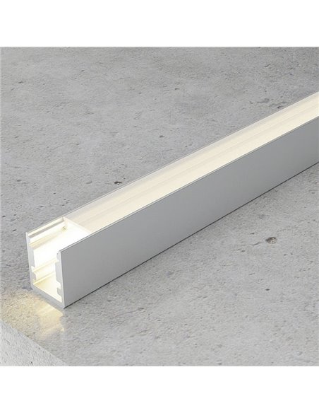 Perfil superficie para tiras LED FIX aluminio con difusor y accesorios 2 metros, 13x10mm