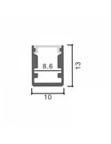 Perfil superficie para tiras LED FIX aluminio con difusor y accesorios 2 metros, 13x10mm
