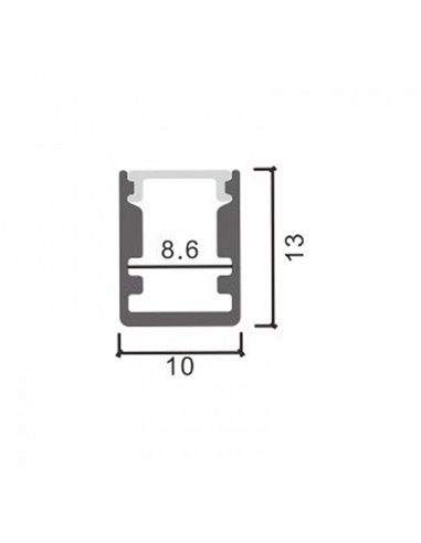 Perfil superficie para tiras LED FIX aluminio con difusor y accesorios 2 metros, 13x10mm