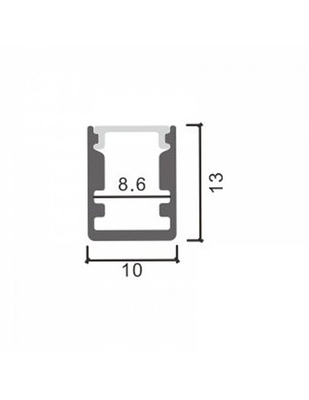 Perfil superficie para tiras LED FIX aluminio con difusor y accesorios 2 metros, 13x10mm
