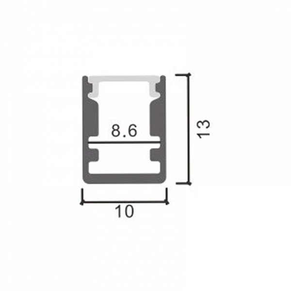 Perfil superficie para tiras LED FIX aluminio con difusor y accesorios 2 metros, 13x10mm