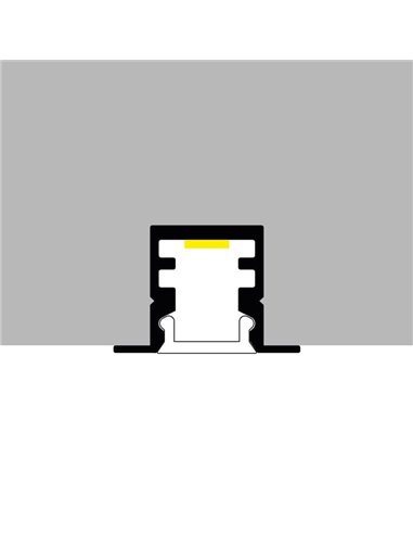 Perfil empotrable para tiras LED RATE aluminio con difusor y accesorios 2 metros, 15,6x10mm