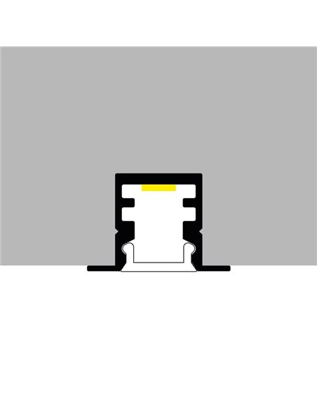 Perfil embutido RATE para fitas de LED, alumínio com difusor e acessórios, 2 metros, 15,6 x 10 mm