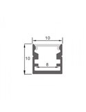 Perfil superficie para tiras LED NANO aluminio con difusor y accesorios 2 metros, 10x10mm