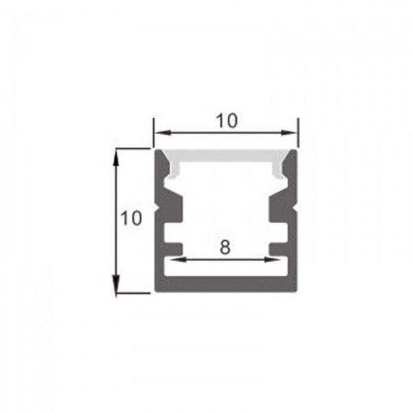 Perfil superficie para tiras LED NANO aluminio con difusor y accesorios 2 metros, 10x10mm