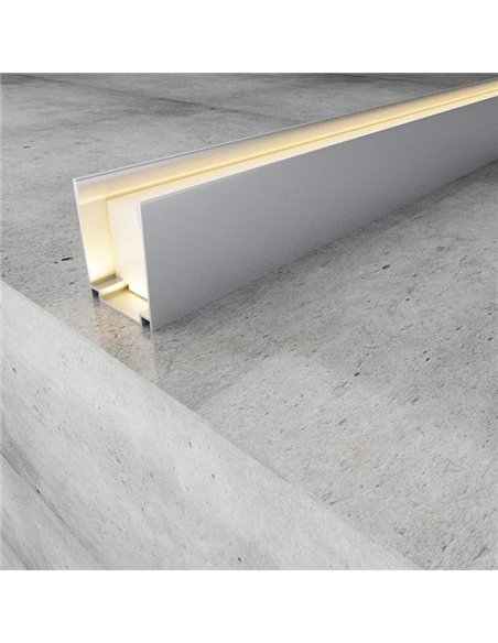 Perfil de aluminio U para neón LED RGB 24V/220V en techo o pared, 2 metros, 19x13mm (LM3375)