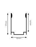 Perfil de aluminio U para neón LED RGB 24V/220V en techo o pared, 2 metros, 19x13mm (LM3375)