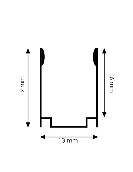 Perfil de aluminio U para neón LED RGB 24V/220V en techo o pared, 2 metros, 19x13mm (LM3375)
