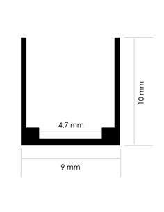 Perfil de aluminio U para neón LED 24V/220V, 2 metros, 19x10mm 2