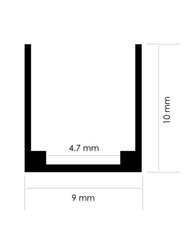 Perfil de aluminio U para neón LED 24V/220V, 2 metros, 19x10mm