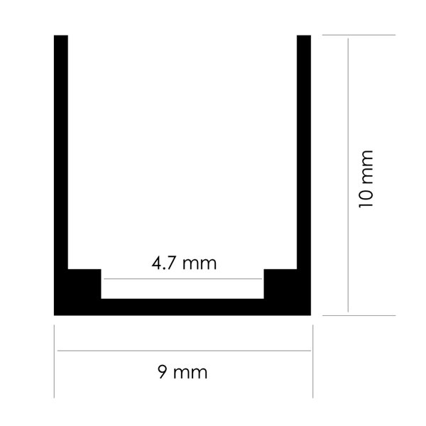 Perfil de aluminio U para neón LED 24V/220V, 2 metros, 19x10mm