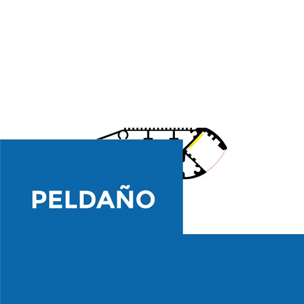 Perfil de aluminio especial escaleras con peldaño 2 metros, incluye tapas y difusor, 66x26mm (LM3371)