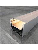 Perfil de aluminio colgante con canalización ORUS 2 metros, para techo o pared con tapas y difusor 98,7x76mm (LM3370)