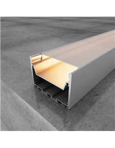 Perfil de aluminio colgante con canalización ORUS 2 metros, para techo o pared con tapas y difusor 98,7x76mm (LM3370)