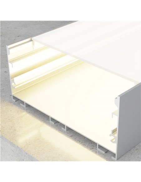 Perfil de aluminio colgante SANTMIG 2 metros, incluye tapas y difusor, 75x32mm (LM3369)