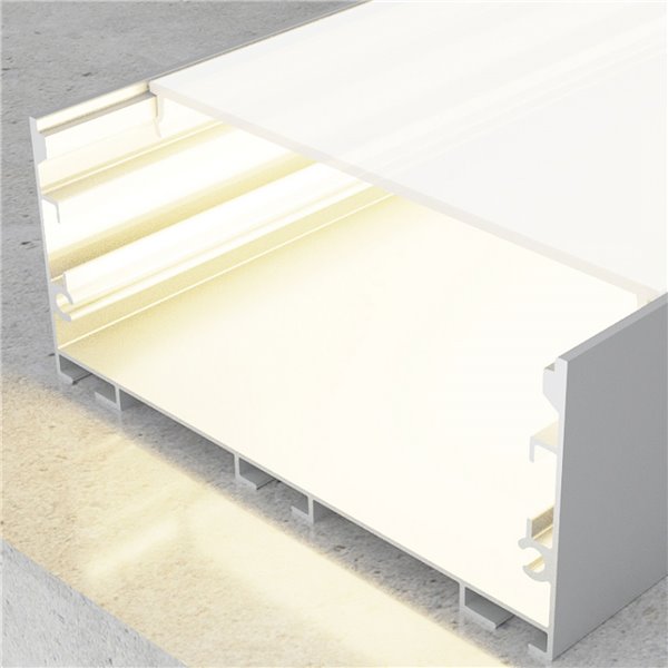 Perfil de aluminio colgante SANTMIG 2 metros, incluye tapas y difusor, 75x32mm (LM3369)