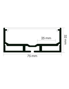 Perfil de aluminio colgante SANTMIG 2 metros, incluye tapas y difusor, 75x32mm (LM3369) 2