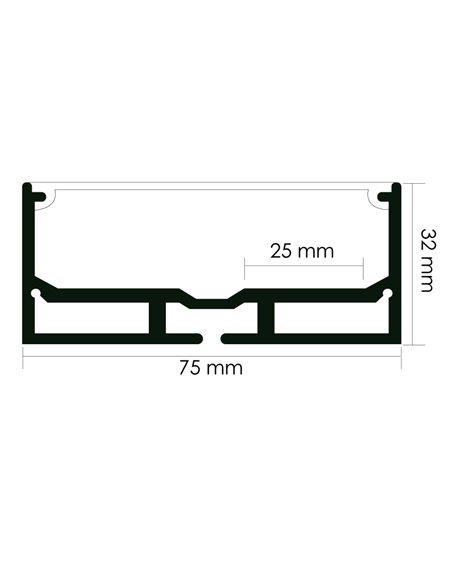 Perfil de aluminio colgante SANTMIG 2 metros, incluye tapas y difusor, 75x32mm (LM3369)