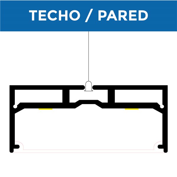 Perfil de aluminio colgante SANTMIG 2 metros, incluye tapas y difusor, 75x32mm (LM3369)