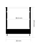 Perfil de superficie MINLED 2 metros, completo con tapas y difusor, 35x37,5mm (LM3368)