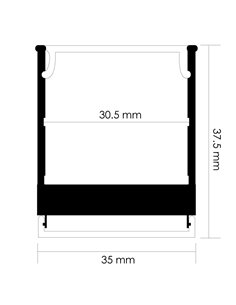 Profilé de surface MINLED de 2 mètres, complet avec embouts et diffuseur, 35x37,5 mm (LM3368) 2