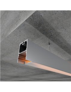 Perfil suspenso com canaleta FINT de 2 metros, com tampas de extremidade e difusor, 35x66mm (LM3367)