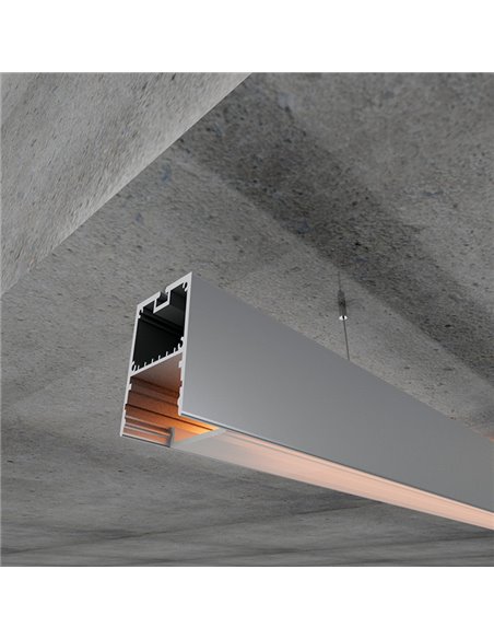 Perfil suspenso com canaleta FINT de 2 metros, com tampas de extremidade e difusor, 35x66mm (LM3367)