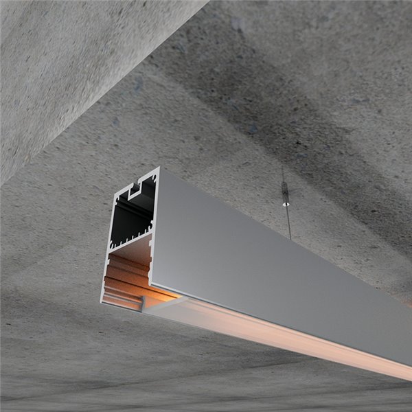 Perfil suspenso com canaleta FINT de 2 metros, com tampas de extremidade e difusor, 35x66mm (LM3367)