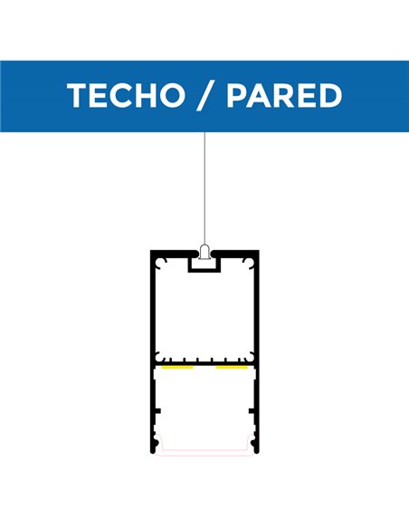 Perfil suspenso com canaleta FINT de 2 metros, com tampas de extremidade e difusor, 35x66mm (LM3367)