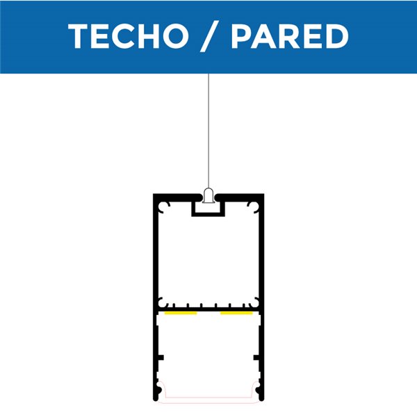 Perfil suspenso com canaleta FINT de 2 metros, com tampas de extremidade e difusor, 35x66mm (LM3367)