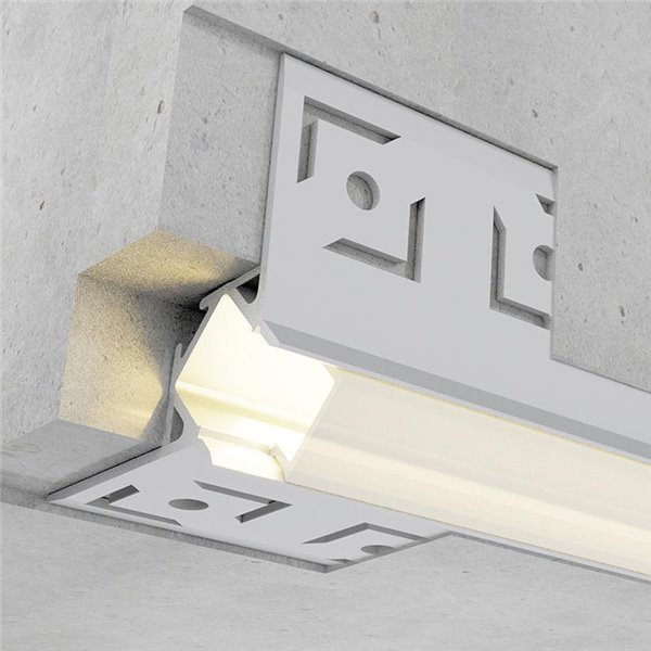 Profilé encastré architectural NISEN de 2 mètres pour angle de mur, avec embouts et diffuseur 50x20mm (LM3354)