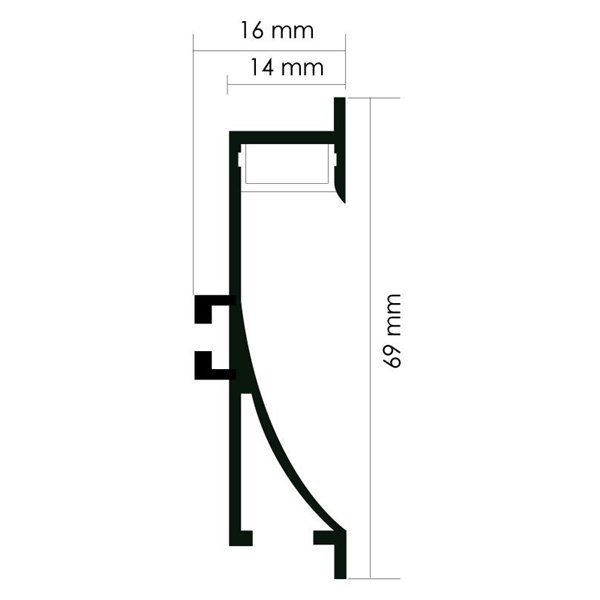 Perfil empotrable de pared con estructura de aluminio SWINSUIT 2 metros, 16x69mm (LM3352)