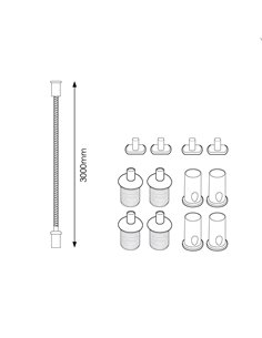 Trilho para fita LED e suportes de perfil para suspensão, 3 metros (LM3263) 2