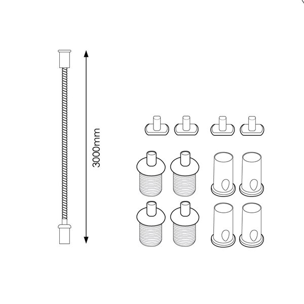 Trilho para fita LED e suportes de perfil para suspensão, 3 metros (LM3263)
